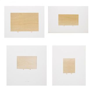 William Radawec (1952-2011) Four Artworks from 'A Study' Series, Wood mounted on paper,