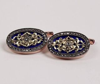 PAIR OF FABERGE STYLE CUFF LINKS