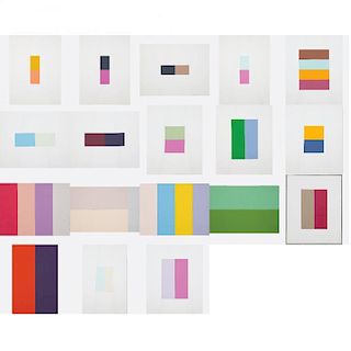 William Radawec (1952-2011) Eighteen Studies for the 'Color Chip' Series, Latex on paper mounted on paper.