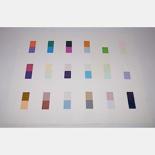 William Radawec (1952-2011) Twenty-Eight Studies for the 'Color Chip' Series, Paint chips mounted on paper.