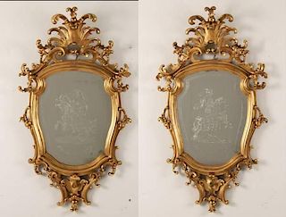 PAIR OF LATE 18TH C. ITALIAN GOLD LEAF MIRRORS
