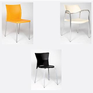 A Group of Three Contemporary Plastic Chairs, 20th Century,