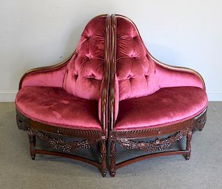 Mahogany And Upholstered  Center / Tete A Tete .
