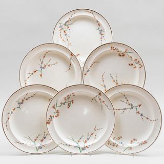 Set of Six Wedgwood Creamware Plates Decorated in the Asian Taste