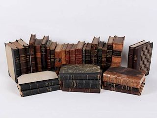 LOT OF 30 MISCELLANEOUS LEATHER BOOKS