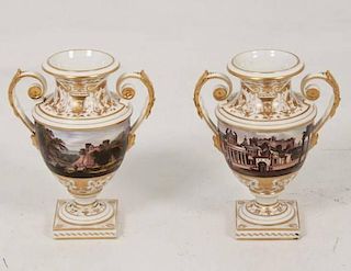 PAIR OF EARLY ENGLISH DERBY URNS