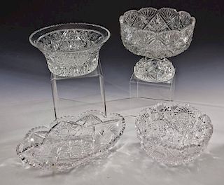 4 Cut Glass Crystal Serving Dishes