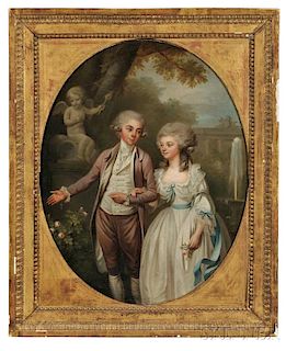 French School, 18th/19th Century      Cupid's Secret/Courting Couple in a Garden