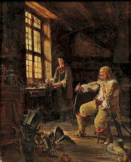 Alfred Louis Vigny Jacomin (French, 1842-1913)      In the Armorer's Shop