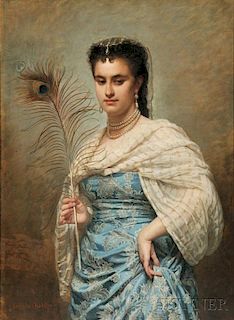Zoé Laure de Chatillon (French, 1826-1908)      Woman with a Peacock Feather