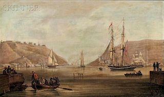 Robert Salmon (Anglo/American, 1775-1858)      Harbor View with British Vessels