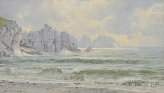 William Trost Richards (American, 1833-1905)      Beach and Cliffs