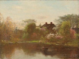 John Joseph Enneking (American, 1841-1916)      Pond in Spring, Possibly Hyde Park