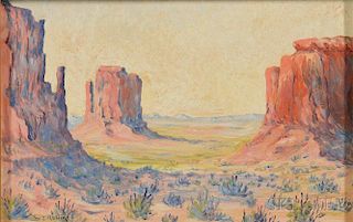 Warren E. Rollins (American, 1861-1962)      American Southwest Landscape with Buttes