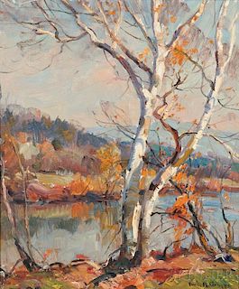 Emile A. Gruppé (American, 1896-1978)      Birch Trees in Autumn