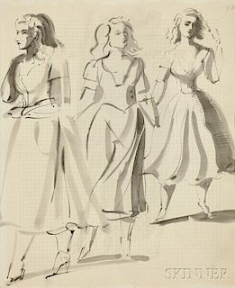 Reginald Marsh (American, 1898-1954)      Figure Studies: Three Women