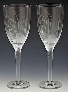 Pair of Lalique Ange Champagne Flutes