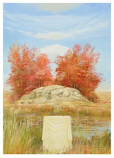 Adam Cvijanovic (American, b. 1960)      Draped Object in an Autumn Landscape
