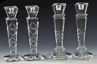 2 Pairs of Modern Crystal Candlesticks Incl Towle
