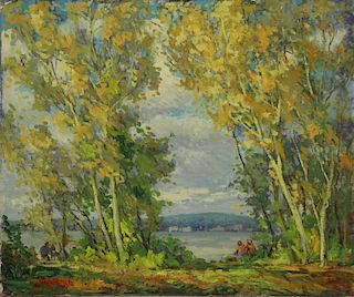 DRAKE, William A. Oil on Canvas. Hudson River