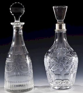 2 Etched Glass Decanters
