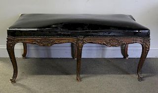 Carved and Upholstered Louis XV Style Bench.