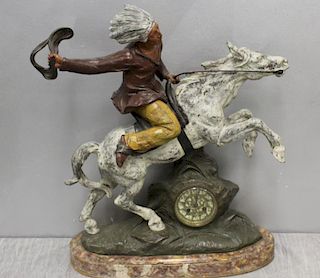 Rare French Figural Mantel Clock American Indian