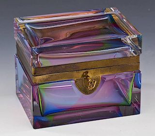 Rainbow Glass and Brass Dresser Box