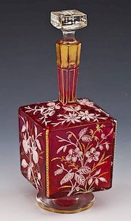Cranberry Glass Perfume with Floral Enamel