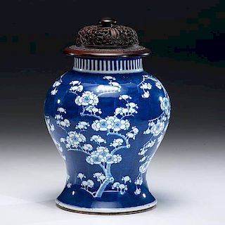 An 18th Century Blue and White Prunus Vase 