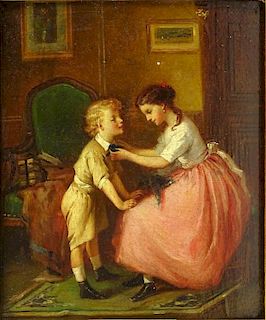 Francois-Louis Lanfant de Met, French (1814-1892) Oil on Panel "The Good Sister".