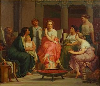 Henri Pierre Picou, French (1824-1895) Oil on Canvas "Reunion de Femmes"