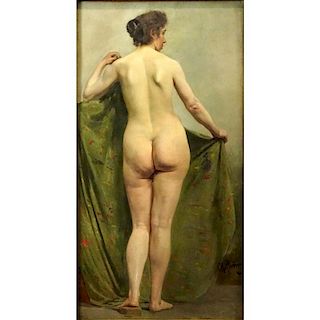 Attributed to: Ilya Yefimovich Repin, Russian (1844-1930) Oil on Canvas, Nude.