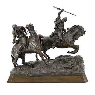 Vasili Yacovlevitch Grachev, Russian (1831-1905) Bronze group "Galloping Cherkessians"