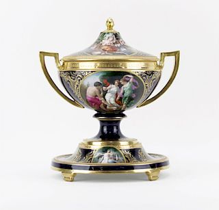 Impressive 19/20th Century Royal Vienna Porcelain Centerpiece With Cover and Base