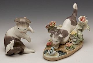 2 Lladro Cat Figurines