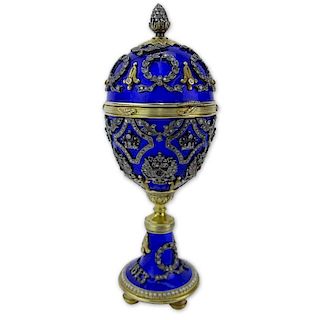 Early 20th Century Russian 88 Gilt Silver and Enamel Egg Set