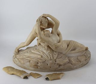 F. VICHY Cupid & Psyche Large Onyx Sculpture.