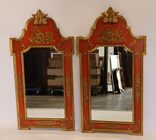 A Vintage Pair Of Paint Gilt & Chinoiserie