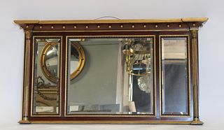 Antique Mahogany Federal Style Over Mantel Mirror