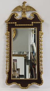 Antique Mahogany Carved & Gilt Decorated Mirror
