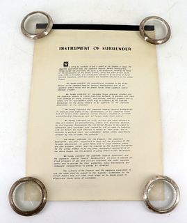 Japanese Instrument of Surrender Documents WWII.