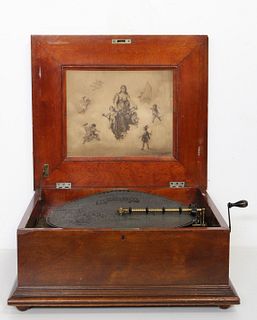 Antique Regina Mahogany Music Box & Disc.