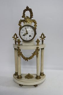 Antique Bronze Mounted Marble French Clock.