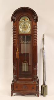 Herschede Antique Oak 5 Tube Grandfather Clock