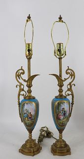A Pair Of Sevres Bronze Mounted Urns As Ewers.