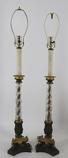 A Fine Pair of Empire Style Bronze & Crystal