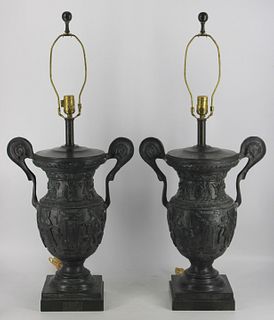 Maitland Smith Pair Of Egyptian Revival Style Urns