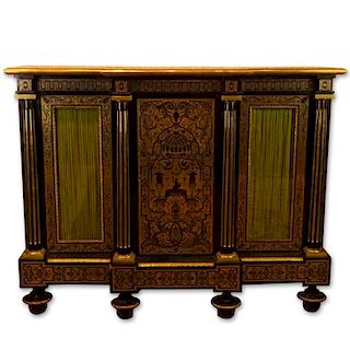 Large and Fine Quality 19th Century Chinoserie Motif Bronze Mounted Boulle Work Three Door Cabinet.