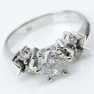 AIG Certified .87 carat Round Brilliant Cut Diamond and 18 Karat White Gold Engagement Ring